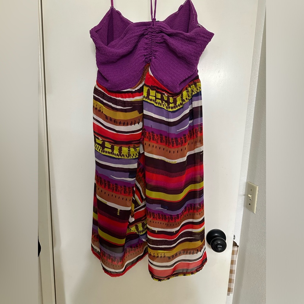 Lane Bryant Dress. Size 22/24. Purple Top With Multi Color Bottom.